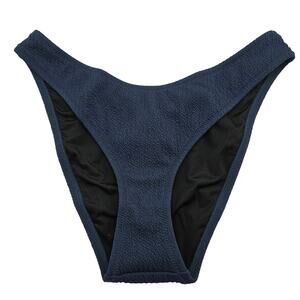 J. Crew Womans size S Curved Waist Cheeky Ribbed Bikini Bottom in Blue NEW
